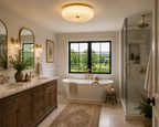 Fluted Glass Brass Flush Mount Ceiling Light