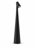 Black rechargeable touch dimmable LED table lamp on white background