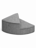 Gray two-level corduroy foam dog stairs on a white background