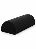 Black half-moon bolster pillow on a seamless white background