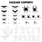 Halloween 3D Wall Decor 104 Pack, Halloween Bats Spiders and Ghost Decorations with LED Lights, Halloween Indoor Decor