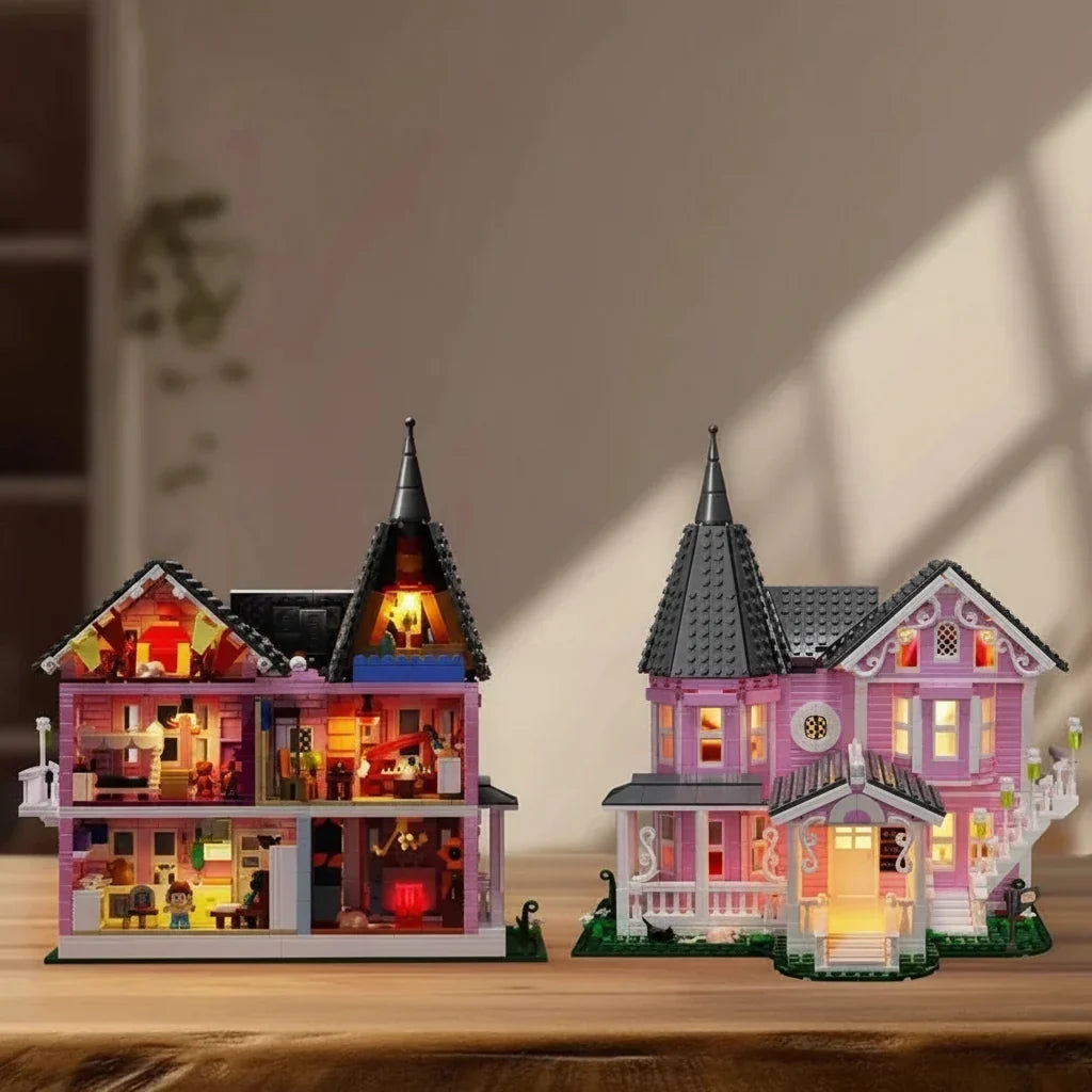 Halloween Building Block Set 1349 Piece, Block Building Set with LED Lights, Light Up Building Block Toy for Display
