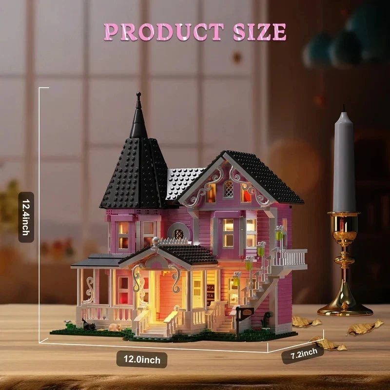 Halloween Building Block Set 1349 Piece, Block Building Set with LED Lights, Light Up Building Block Toy for Display