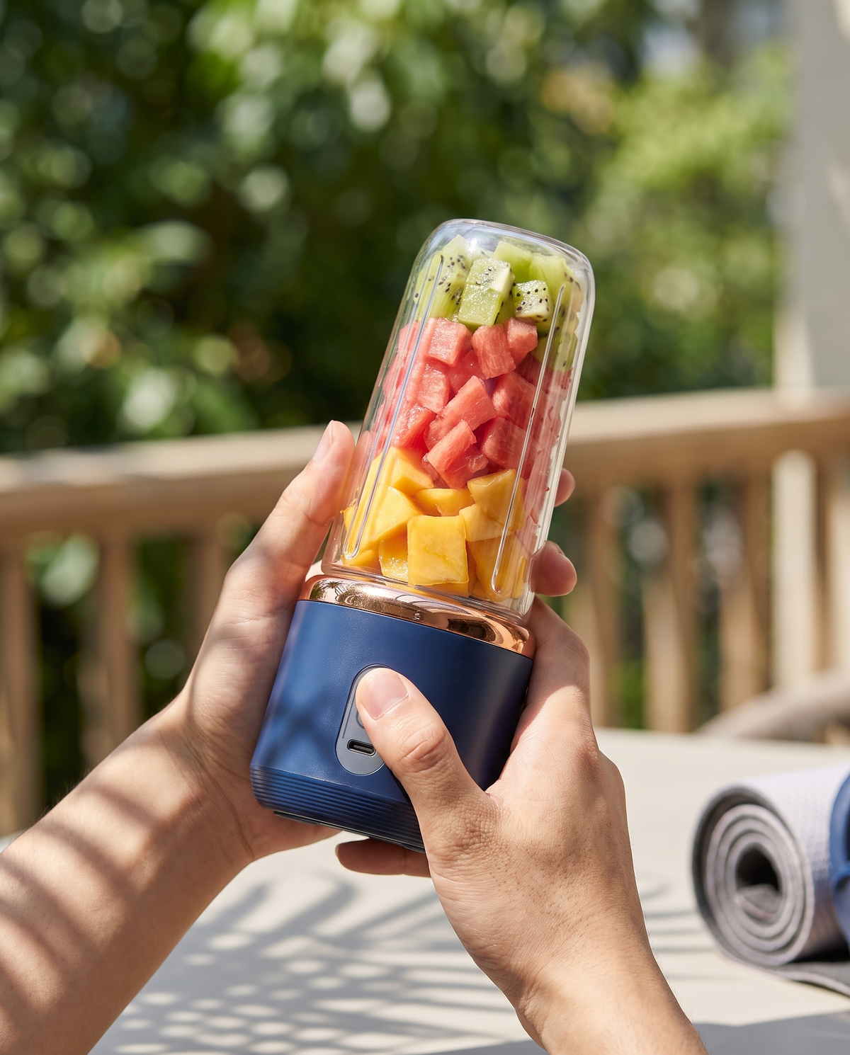 Timeless Rechargeable Portable Juicer in use