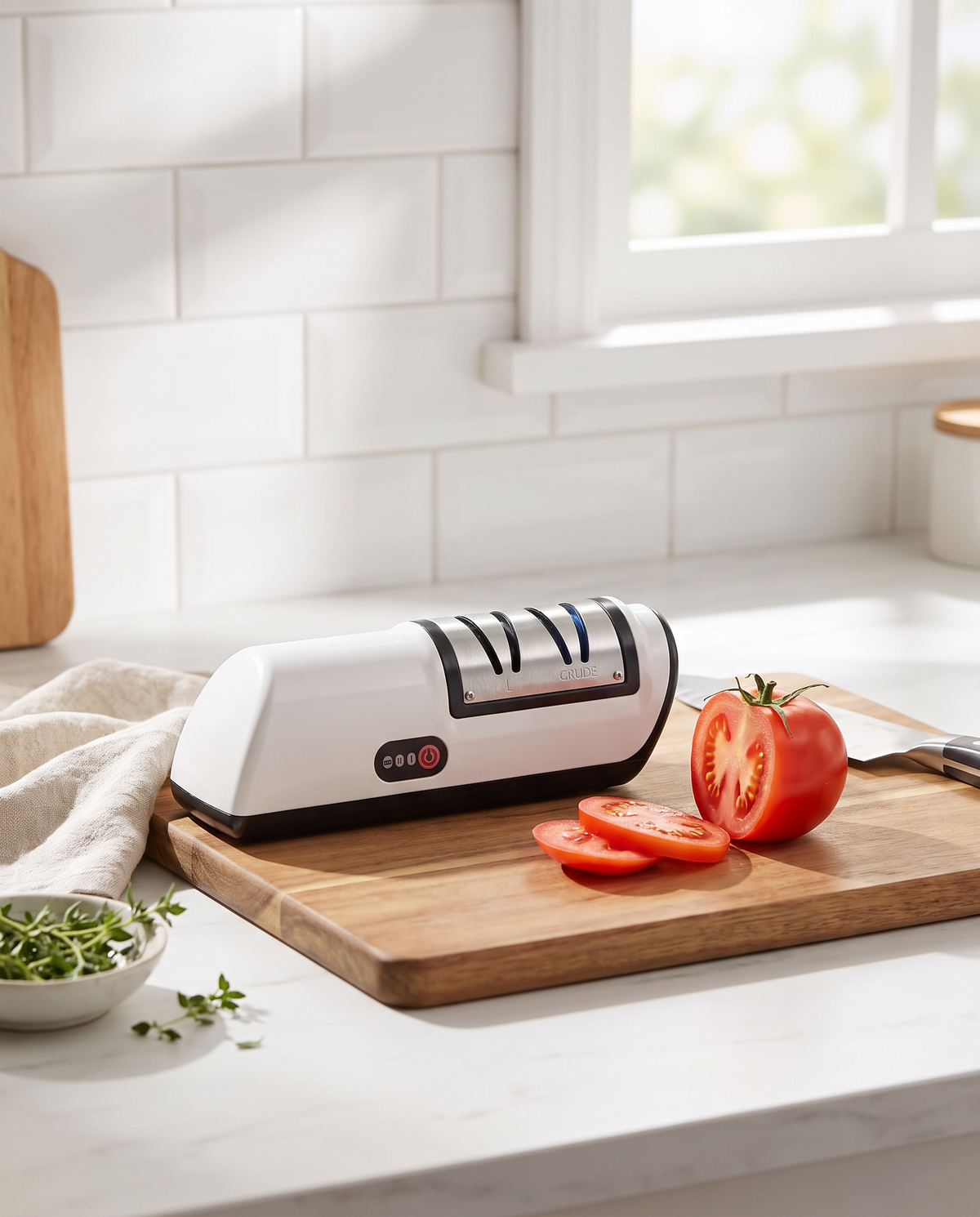 Value-Packed Electric Kitchen Knife Sharpener in use