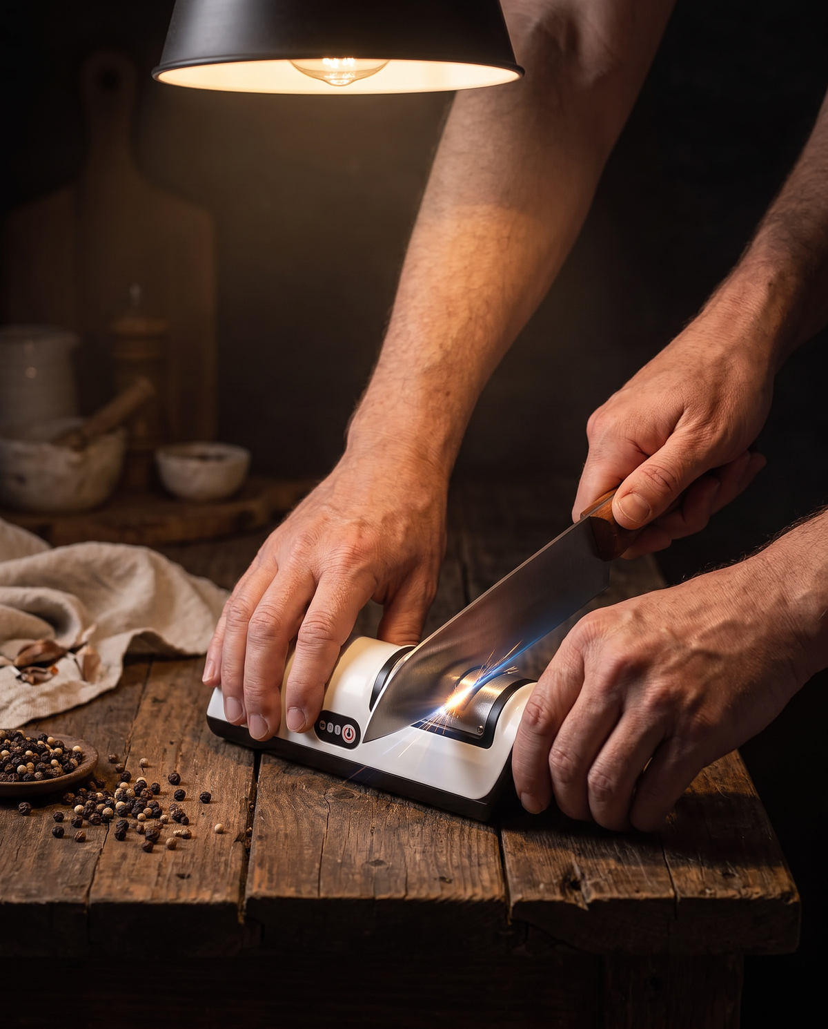 Value-Packed Electric Kitchen Knife Sharpener in use