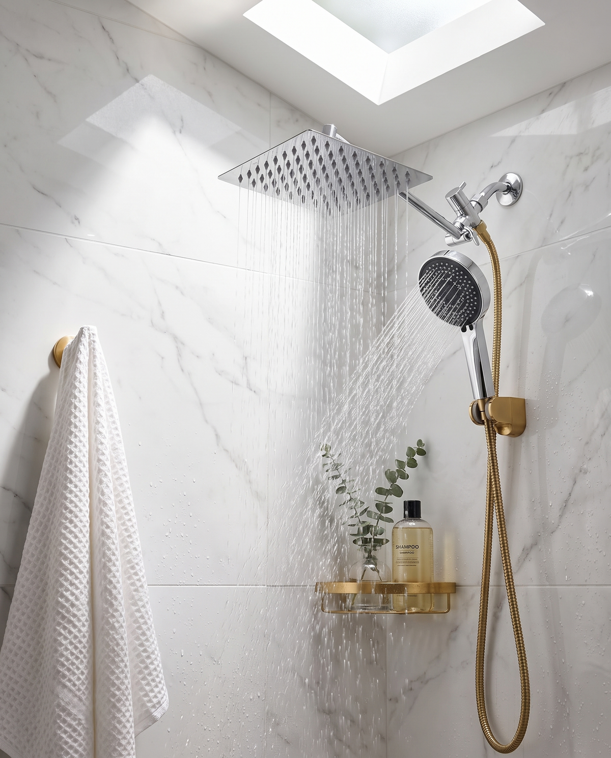 Glossy Adjustable Matte Handheld Shower Head Combo in use