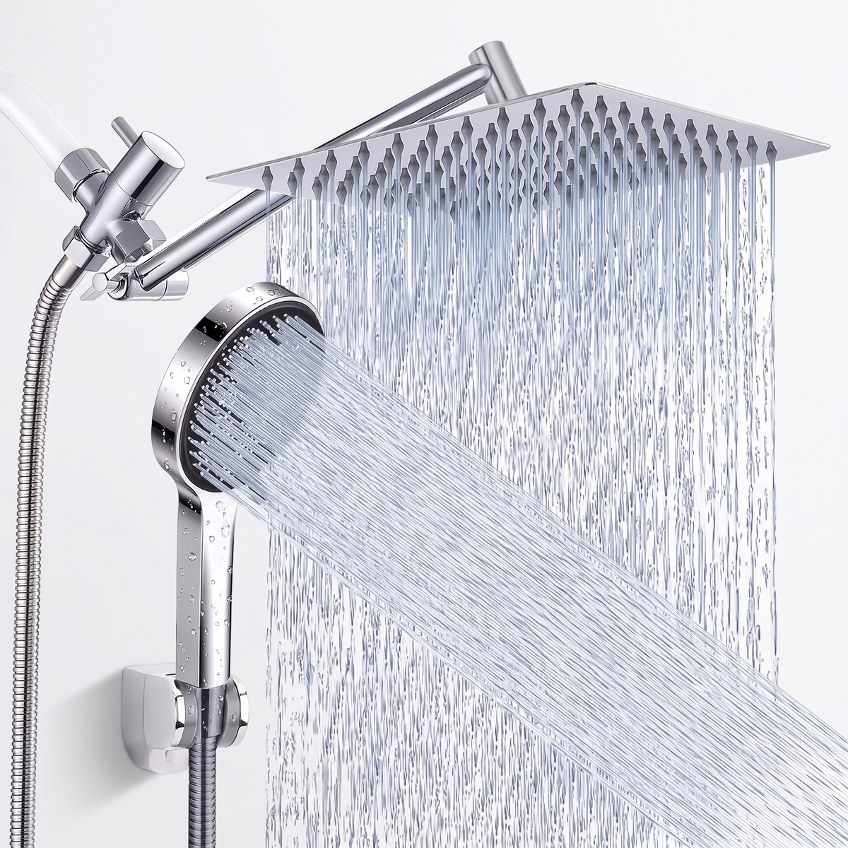 Glossy Adjustable Matte Handheld Shower Head Combo product shot on white background