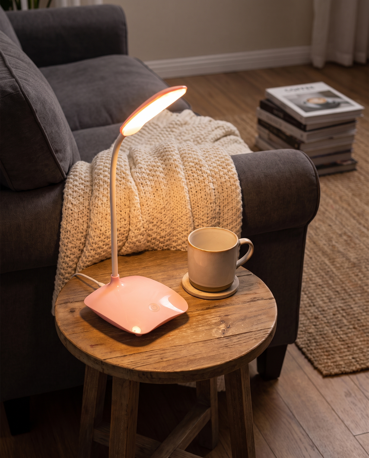 Feature-Rich LED Touch Modern Table Lamp in use
