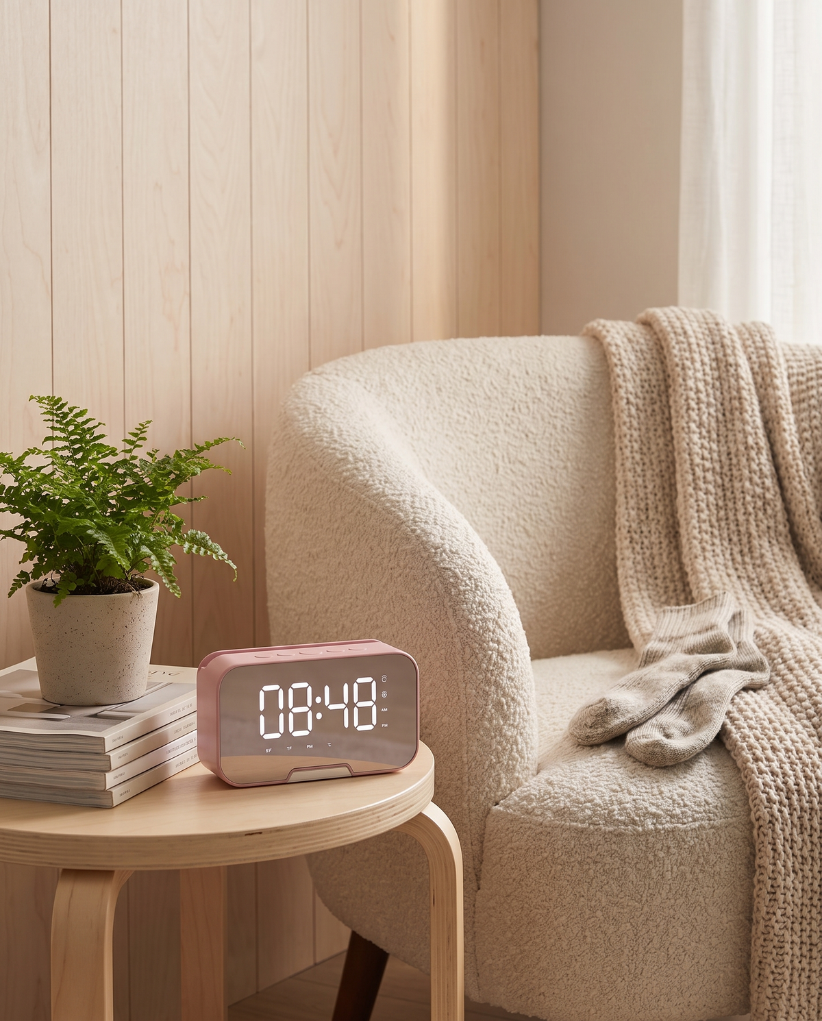 All-In-One LED Wireless Digital Alarm Clock in use