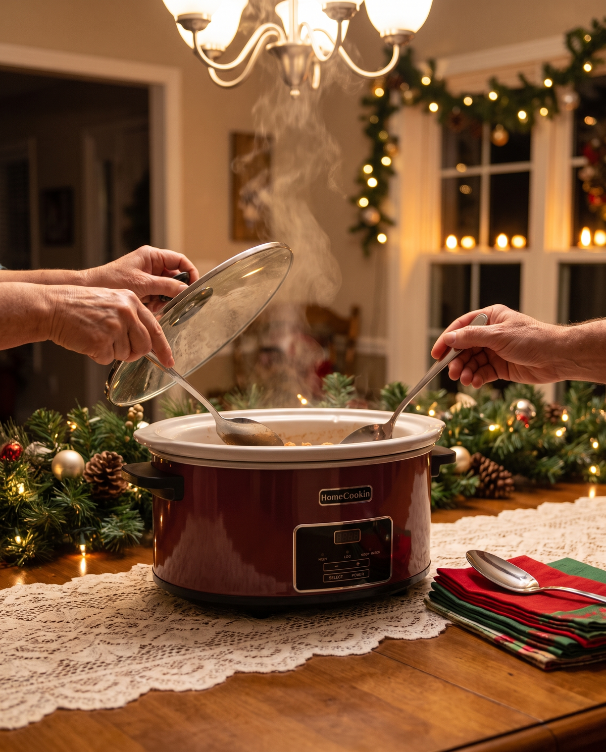Quiet-Operation Digital Programmable Slow Cooker in use