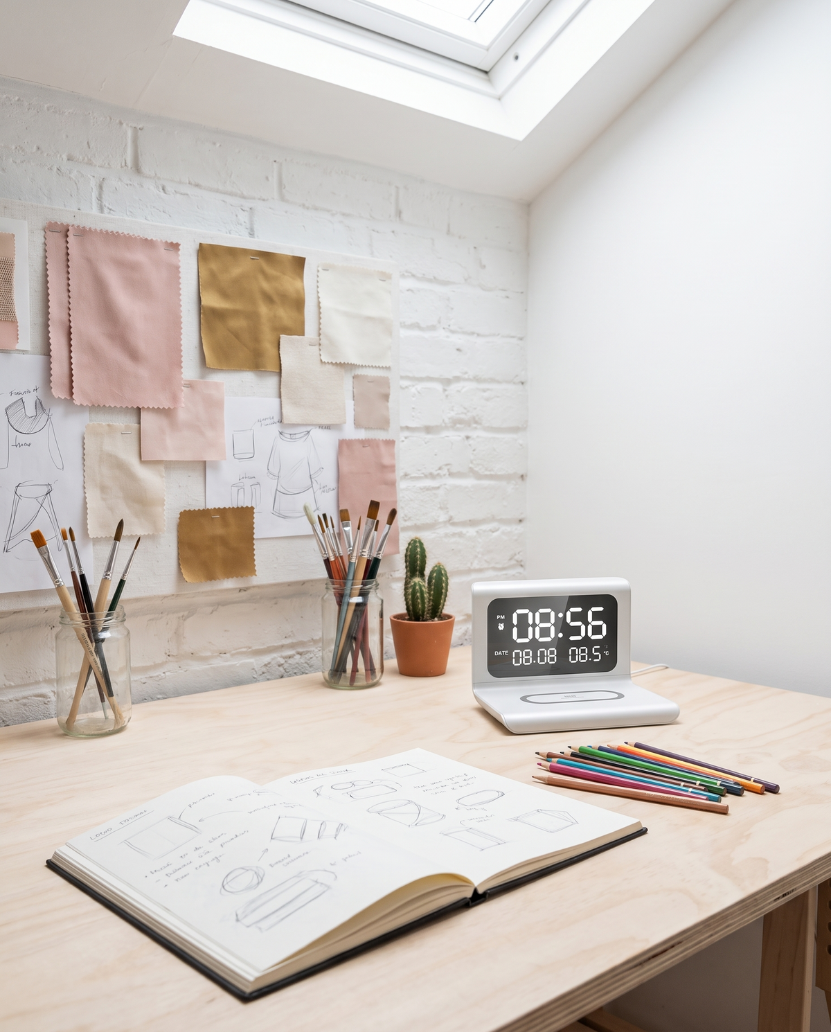 Minimalist Digital Bedside Alarm Clock in use
