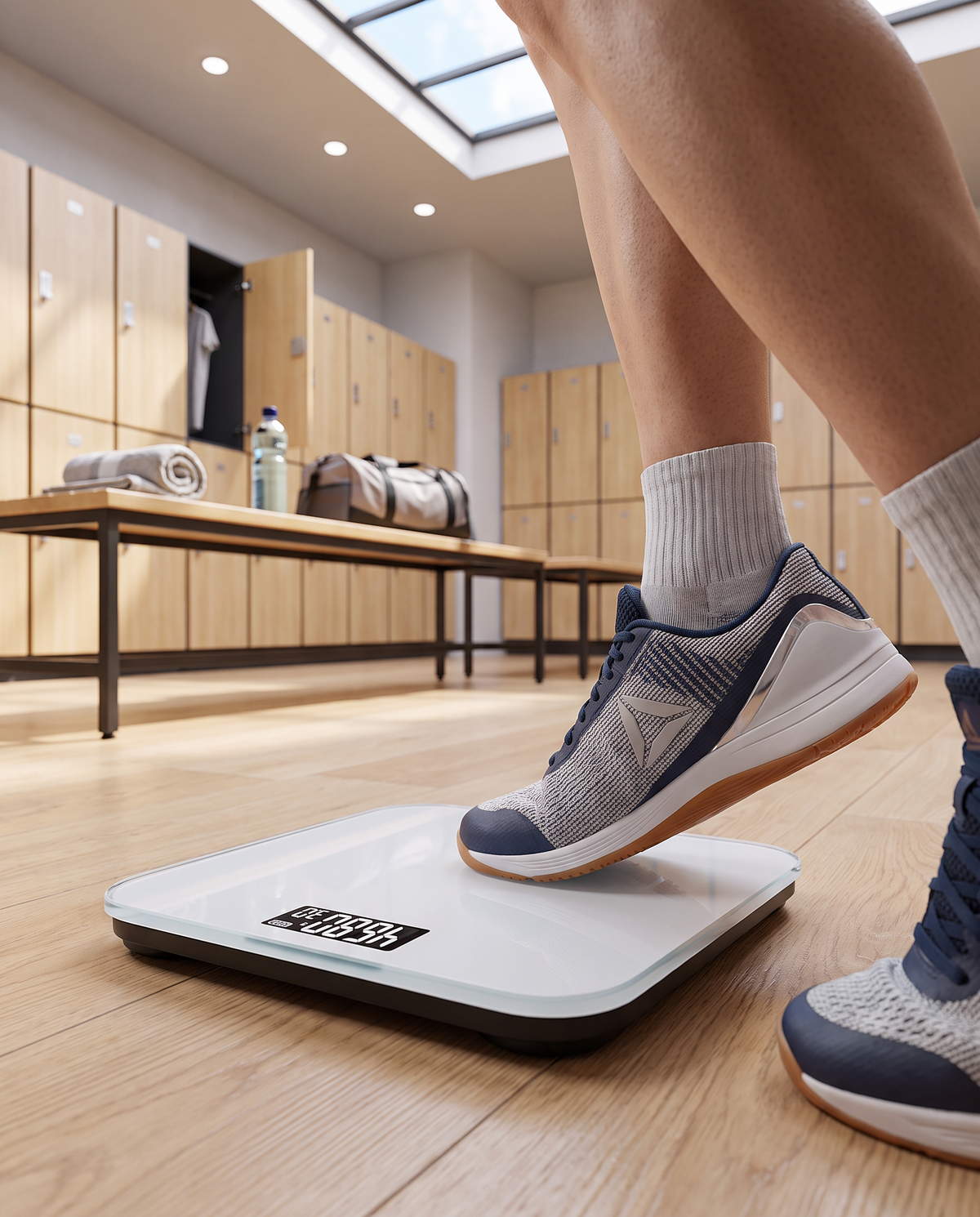 Fast-Acting LED Digital Bathroom Scale in use