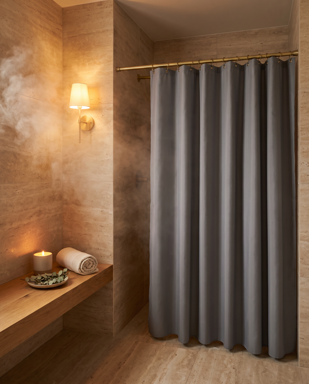 On-The-Go Shower Curtain in use