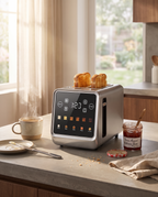 High-Performance Stainless Steel 2-Slice Toaster in use