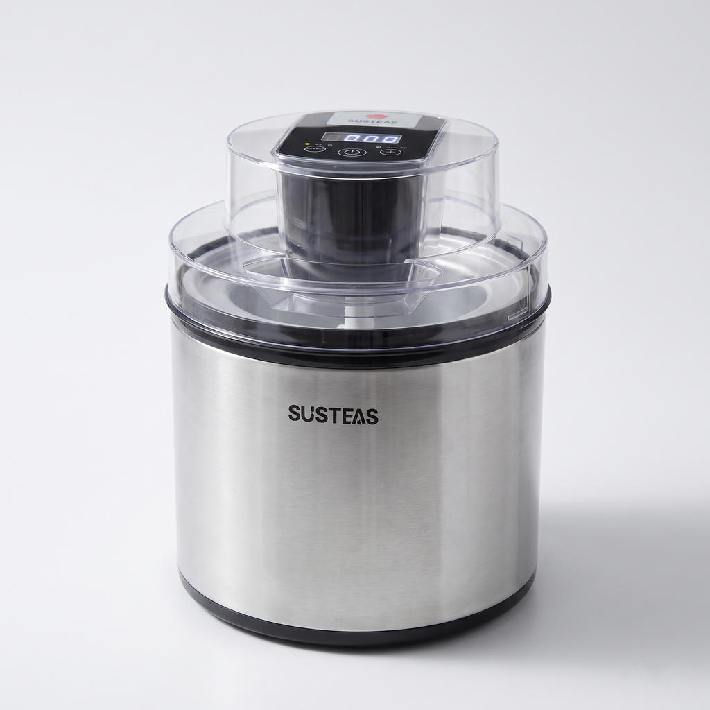 Traditional LED Stainless Steel Ice Cream Maker product shot on white background