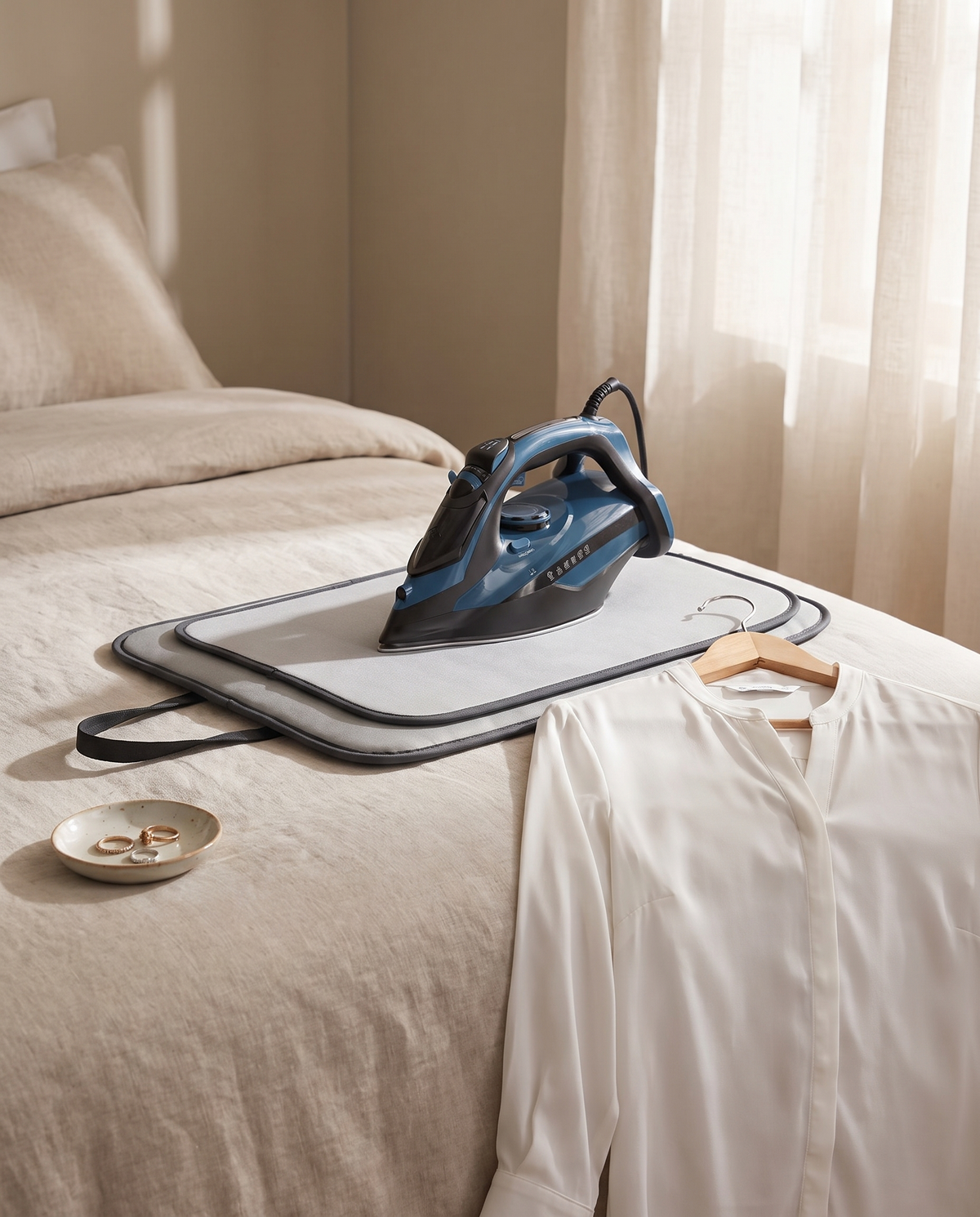 Streamlined Ceramic Steam Iron in use