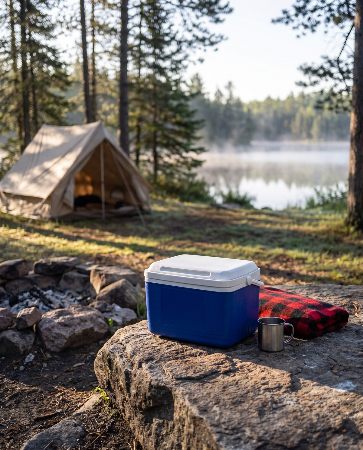 Low-Profile Insulated Portable Cooler in use