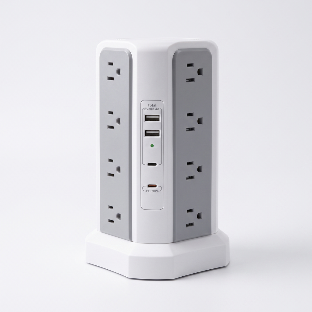 Signature USB Surge Protector Power Strip - white background studio product shot