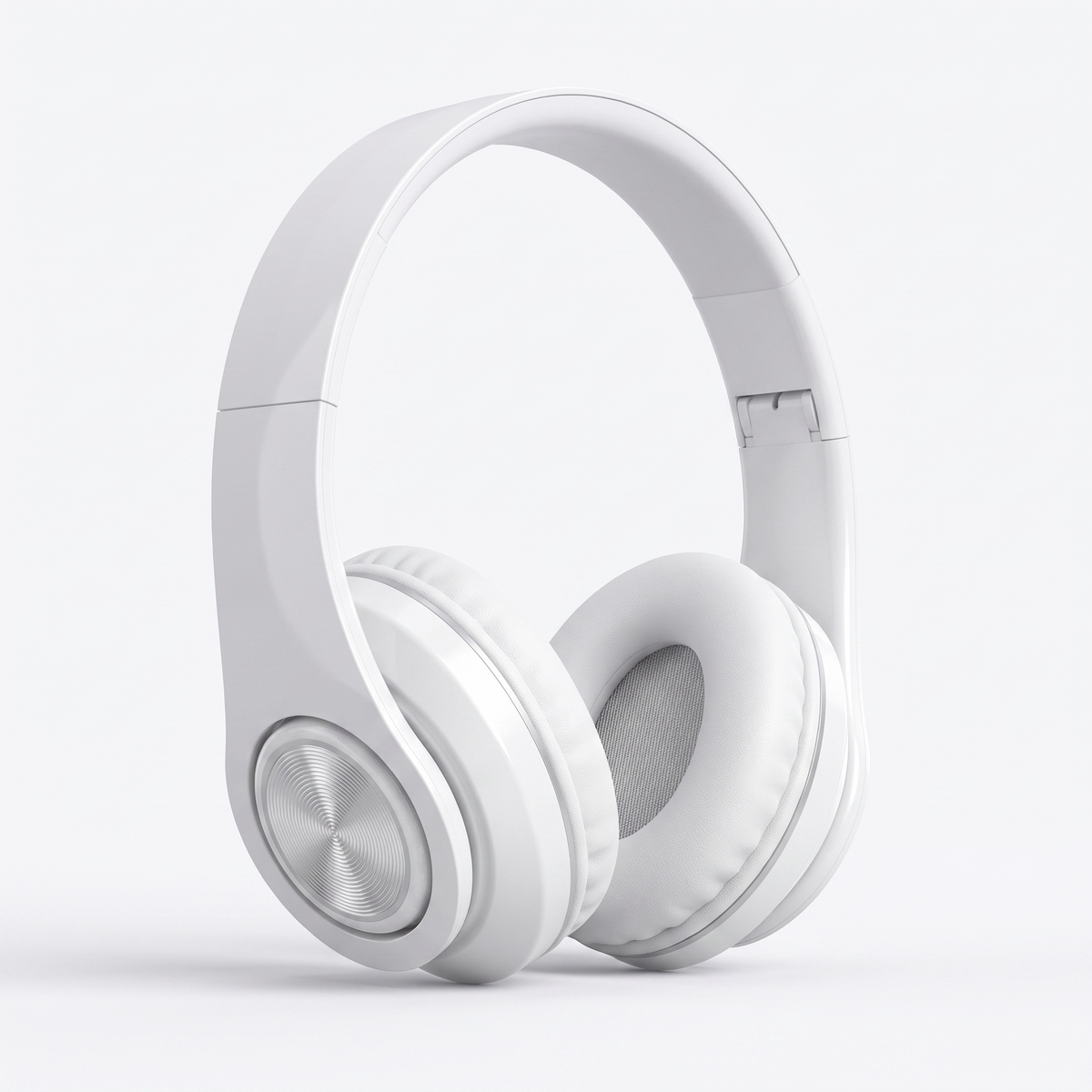 Glossy Wireless Over-Ear Headphones - white background studio product shot