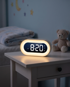 Digital Compact Alarm Clock on a nursery side table
