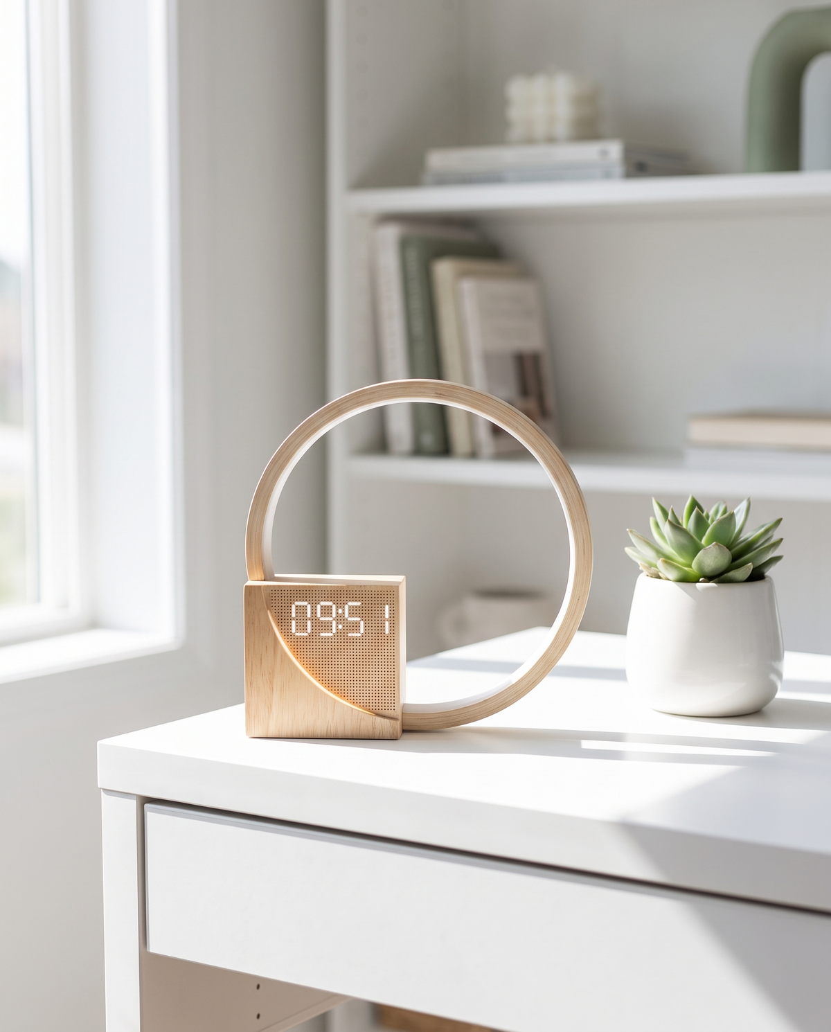 Essential Sunrise Simulation Alarm Clock on a home-office desk corner