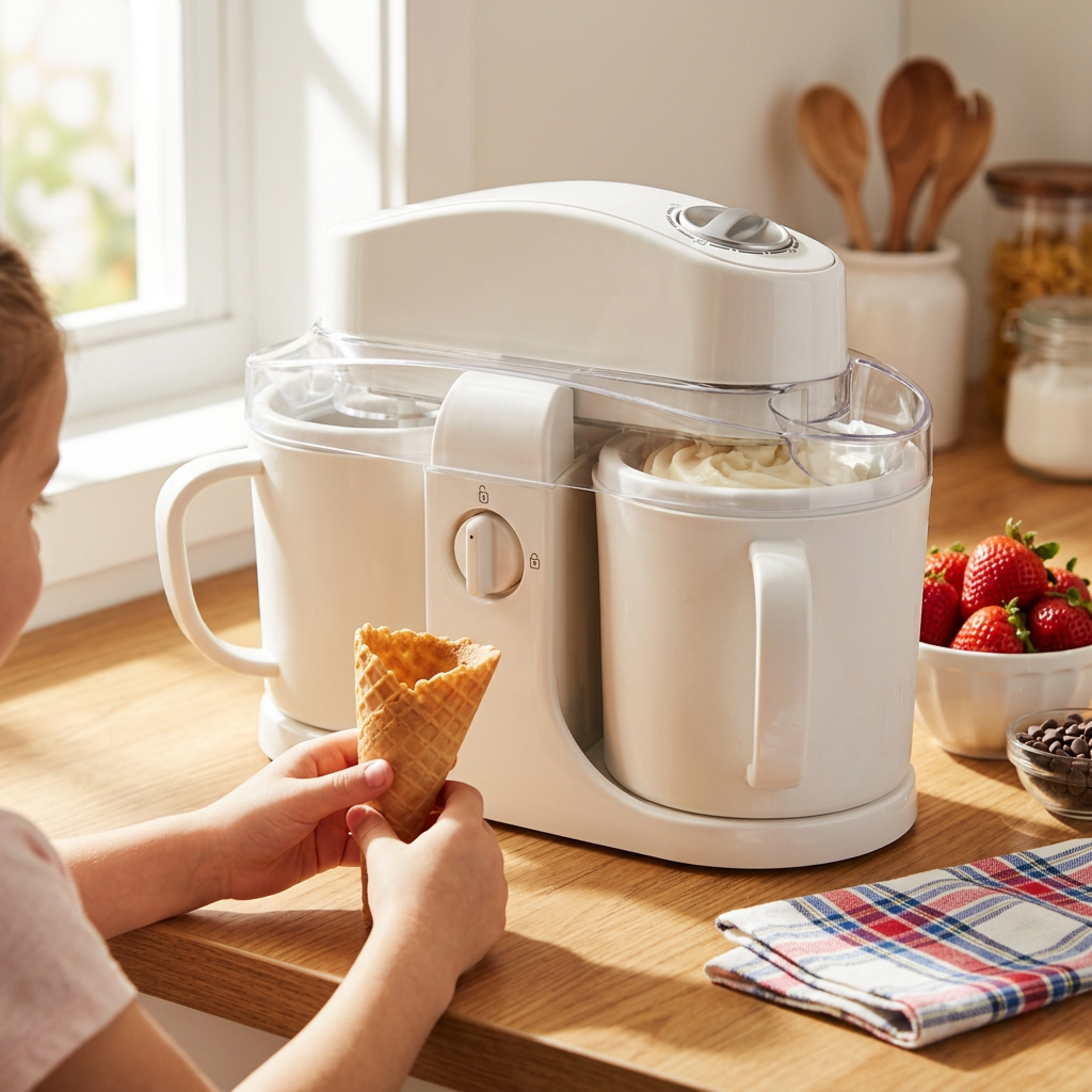 Refined Compact Dual Ice Cream Maker - white background studio shot