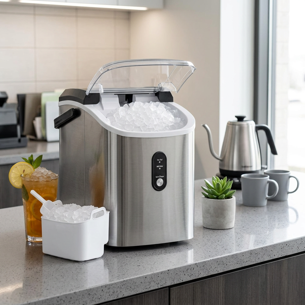 Executive Portable Compact Countertop Ice Maker on a home office break room counter