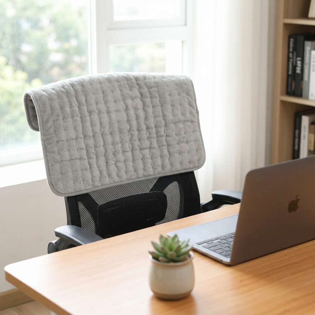 Everyday-Essential Heating Pad on a home office desk chair