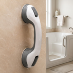 Curated Suction Shower Grab Bar in a senior-friendly bathroom