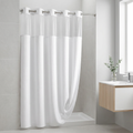 Statement Shower Curtain in an upscale minimalist bathroom