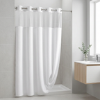 Statement Shower Curtain in an upscale minimalist bathroom