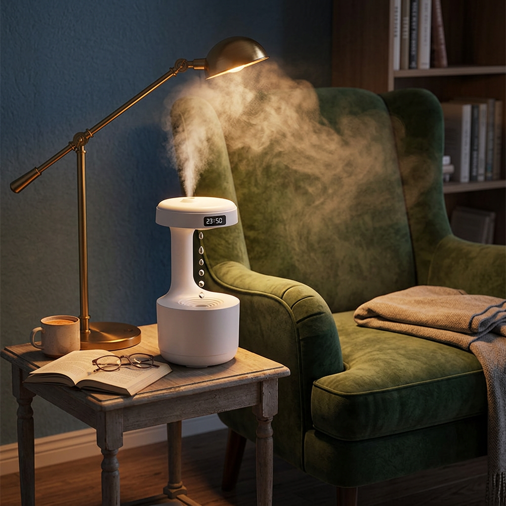 Smart-Design Cool Mist Humidifier in a cozy reading corner