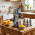 Space-Smart Stainless Steel Rotary Cheese Grater - white background studio shot