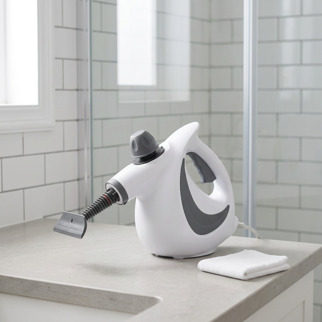Modern-Classic Handheld Multi-Surface Steam Cleaner cleaning a kitchen counter