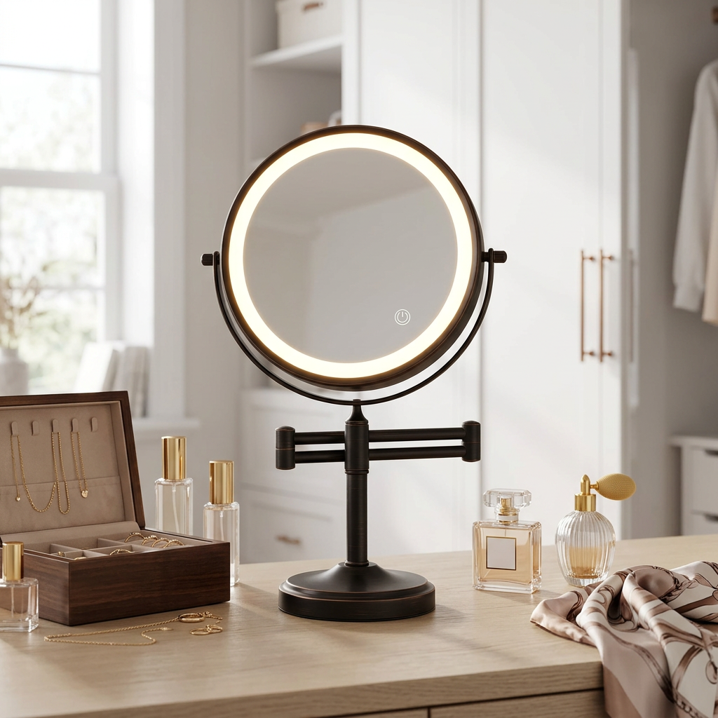 Home-Series Rechargeable LED Vanity Mirror in a dressing room