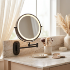 Home-Series Rechargeable LED Vanity Mirror on a bedroom vanity desk