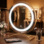 Studio-Series Touch Cordless LED Vanity Mirror on a college dorm desk