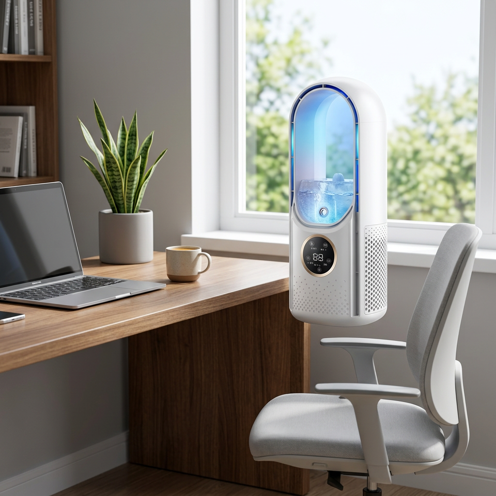 Trusted Silent Portable Air Conditioner beside a home office desk