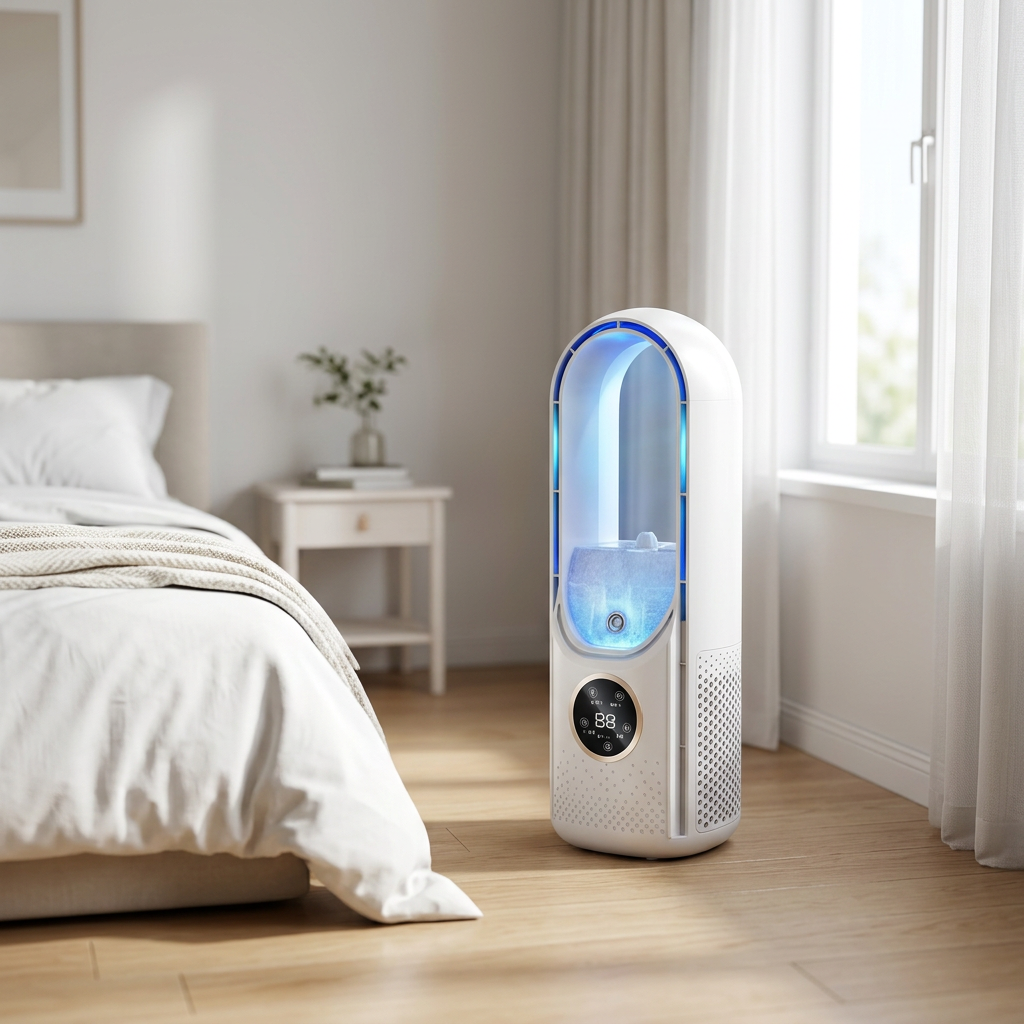 Trusted Silent Portable Air Conditioner in a bright bedroom