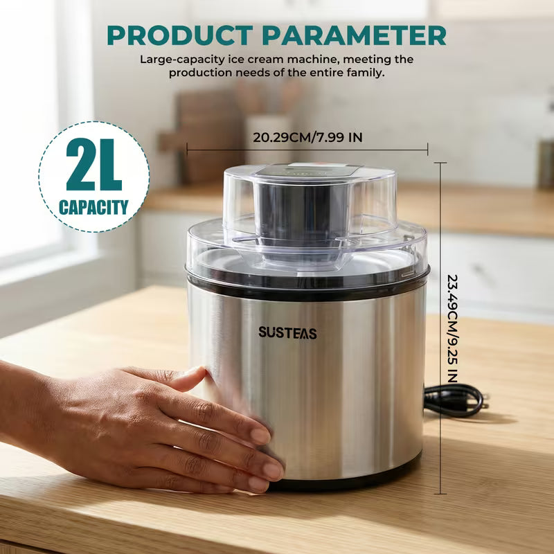 Stainless Steel Ice Cream Maker with Digital Display