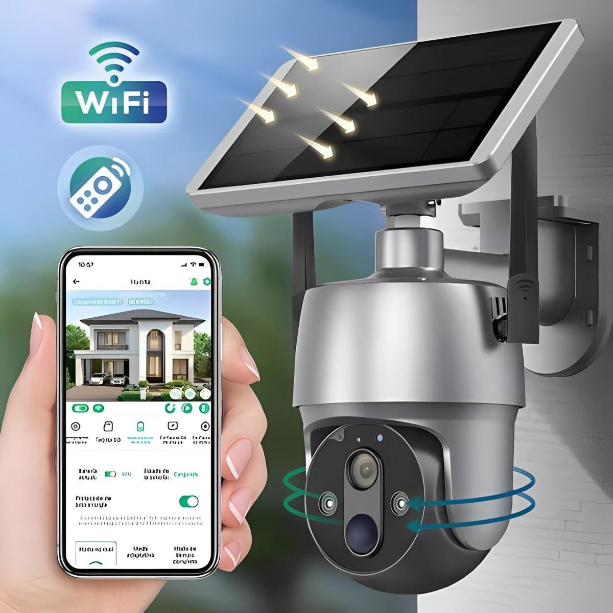 Solar Powered Outdoor Security Camera, 1080p 355° Pan