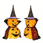 Halloween Pumpkins 3 ft 2 Pack, Lighted Pumpkin Decorations with Hat and Cape, Collapsible Giant Pumpkin Halloween Decorations Outdoor