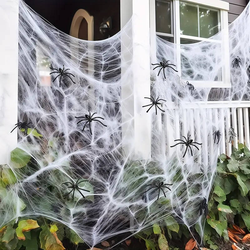Giant Halloween Spider Web, 200 Sq Ft with 9 Fake Spiders
