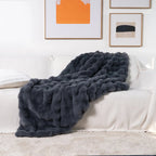 Soft Faux-Fur Throw Blanket for Sofa and Bed
