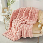 Soft Faux-Fur Throw Blanket for Sofa and Bed