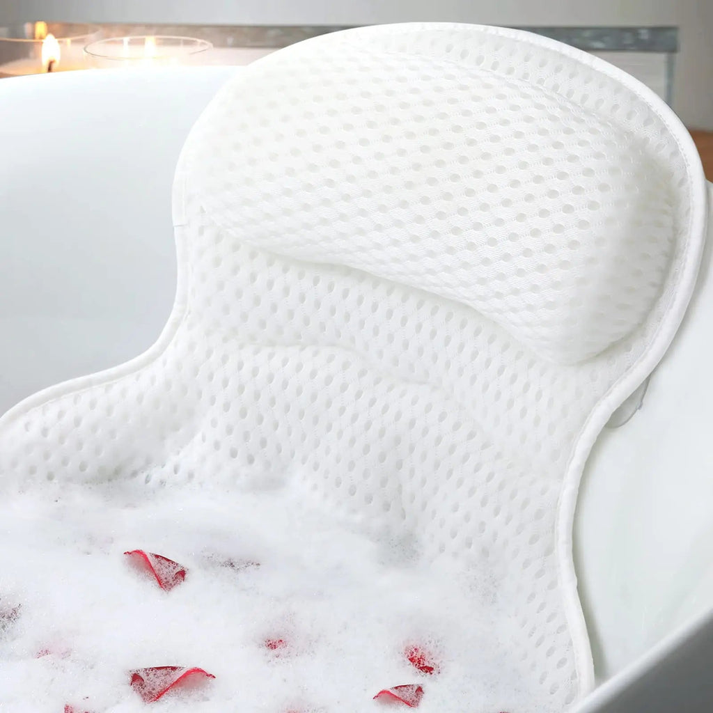 Quick-Dry Bath Pillow with 6 Suction Cups and Air Mesh
