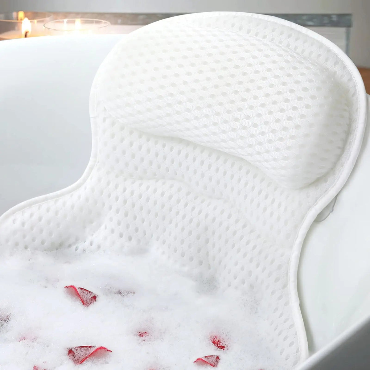 Quick-Dry Bath Pillow with 6 Suction Cups and Air Mesh