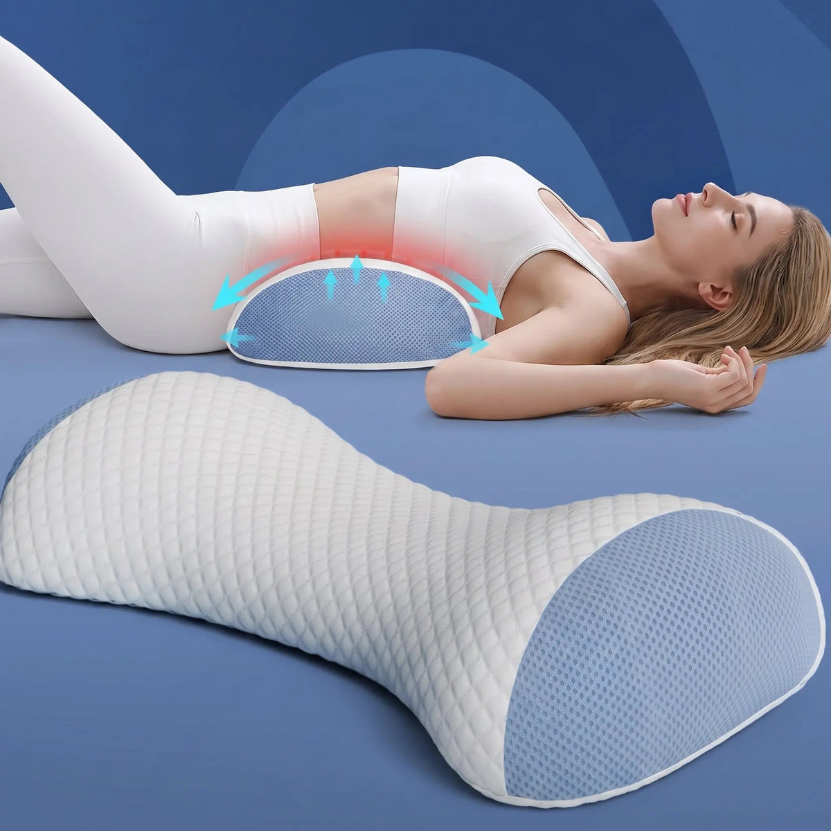 Contoured Lumbar Memory Foam Pillow for Bed & Chair