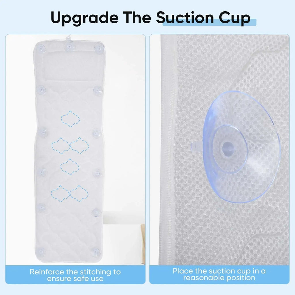 Full-Body Bathtub Pillow with Suction Cups and Air Mesh